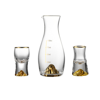 Set de pahare din cristal cu folie de aur, set de dozare pentru băuturi, capacitate 100 ml, stil național, bază aurie