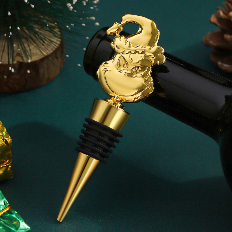 Dop pentru sticla de vin cu design elf de Crăciun într-o mașinuță – cadou de sărbători