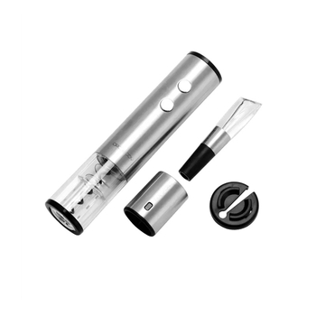 Deschizător electric pentru vin roșu, set cadou 4 în 1, din oțel inoxidabil 304, Round Music