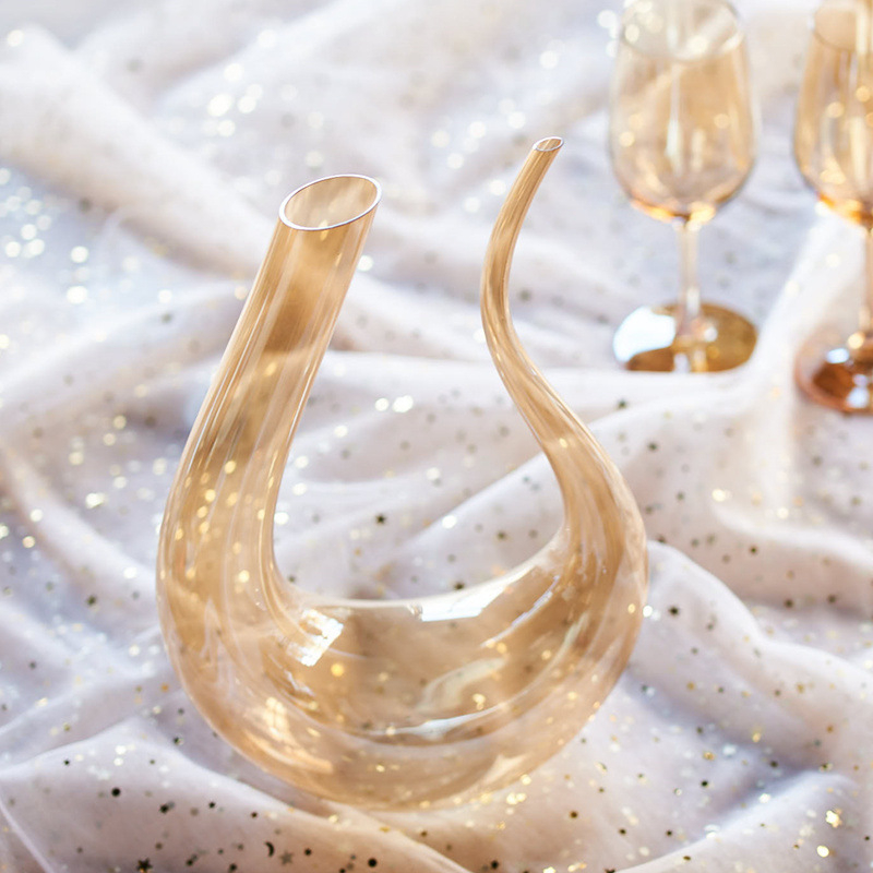Decantator din cristal, în formă de U, pentru vin roșu, în cutie cadou, cu motive harpă, lebădă și curcubeu, dispozitiv creativ de turnare a vinului