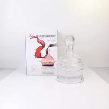 Set de decantator din cristal Star Diamond, rotativ, cu pahare pentru băuturi spirtoase
