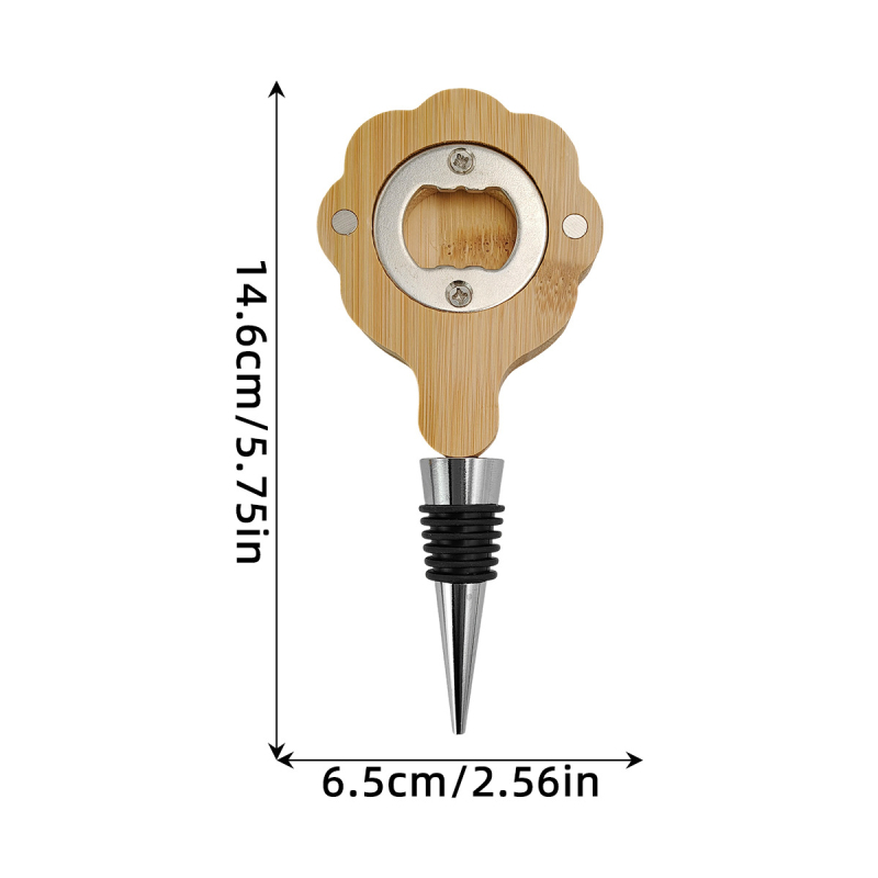 Magnet de frigider din lemn solid, bambus, cu formă pătrată sau rotundă, deschizător de sticle și dop de vin, personalizabil, multifuncțional