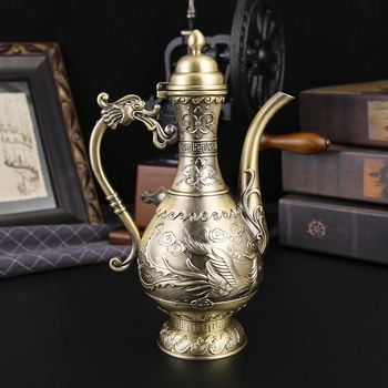 Mcnice crafts set de vin premium în cutie cadou, stil clasic pentru uz casnic, aspect bronz antic inspirat din Rusia, decantor, pahare și tavă de servire