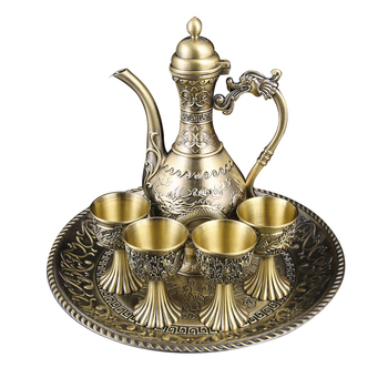 Mcnice crafts set de vin premium în cutie cadou, stil clasic pentru uz casnic, aspect bronz antic inspirat din Rusia, decantor, pahare și tavă de servire