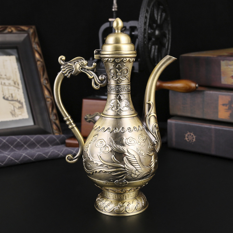 Mcnice crafts set de vin premium în cutie cadou, stil clasic pentru uz casnic, aspect bronz antic inspirat din Rusia, decantor, pahare și tavă de servire