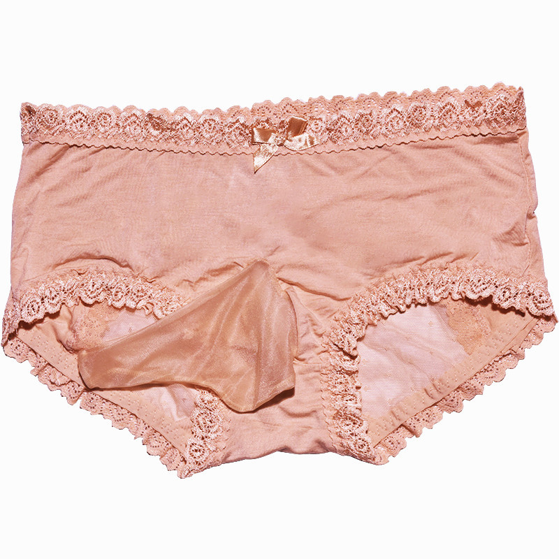 Muške prozirne gaćice s čipkom, Ice Silk materijal, prozračne za parove