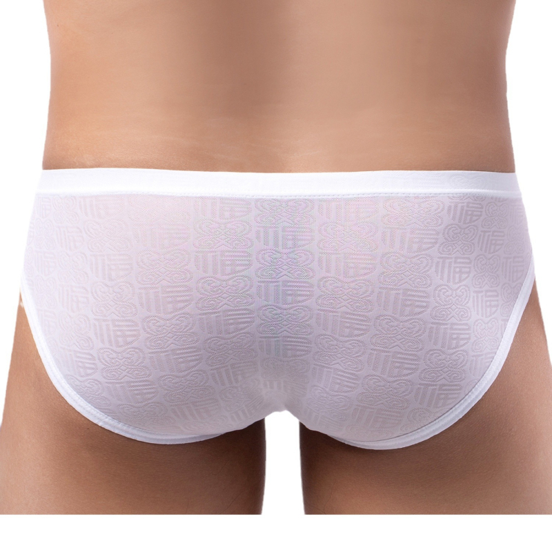 Muške gaće od ice silk tkanine, tanke i prozračne, jacquard uzorak s motivom sreće, prozračna