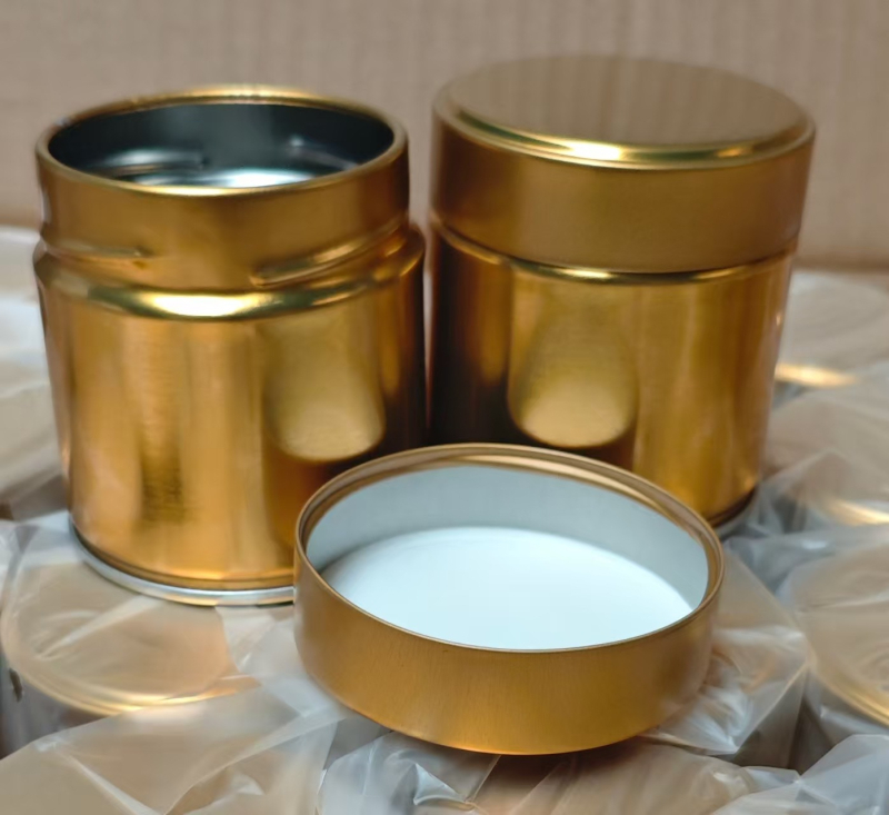 Cutie metalică pentru ceai cu capac filet circular, recipient pentru pudră de matcha, mic recipient pentru ceai