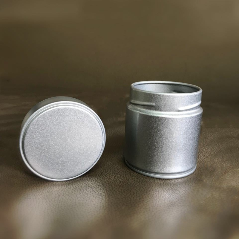 Cutie metalică pentru ceai cu capac filet circular, recipient pentru pudră de matcha, mic recipient pentru ceai