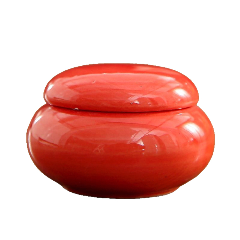 Mini recipient ceramic pentru ceai, cosmetică, pudră și balsam de buze, cu glazură colorată.