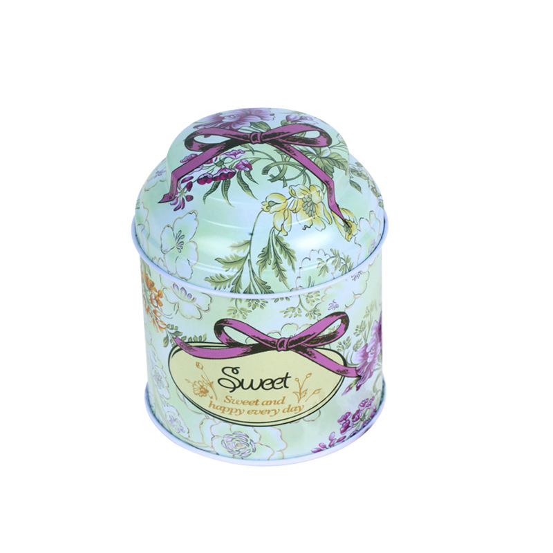 Cutie rotundă mică din metal pentru ceai, portabilă și sigilată, ceai Kuding, cutie de ceai cu model floral, cutie metalică personalizabilă