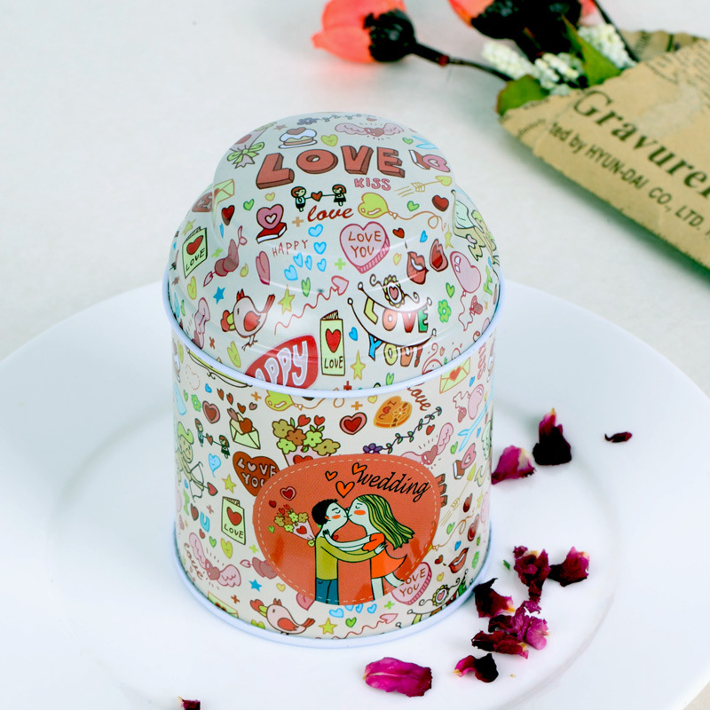 Cutie rotundă mică din metal pentru ceai, portabilă și sigilată, ceai Kuding, cutie de ceai cu model floral, cutie metalică personalizabilă
