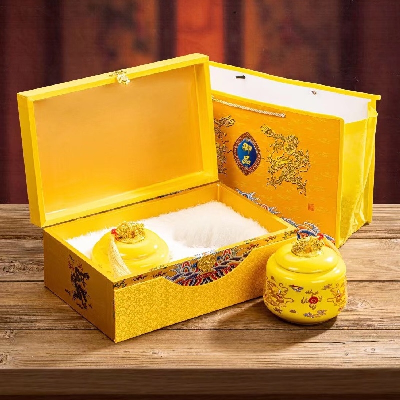 Cutie cadou din ceramică premium pentru ceai cu Da Hong Pao, Jin Jun Mei, Yancha, Zhengshan Xiaozhong și Tieguanyin (goală) HX
