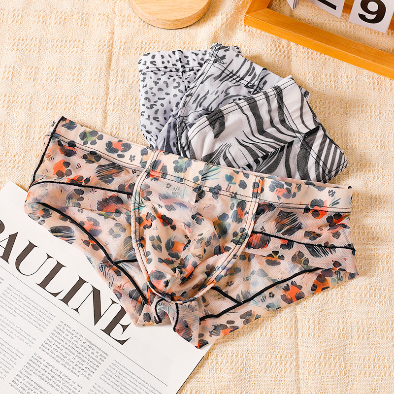 Muške gaćice s leopard printom, od ice silk tkanine, tanke i prozračne