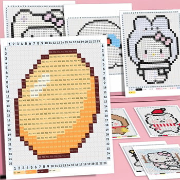 Șabloane de artă cu mărgele: 96 de foi 2D pixeli pentru artă cu mărgele, fructe albastre – autocolante