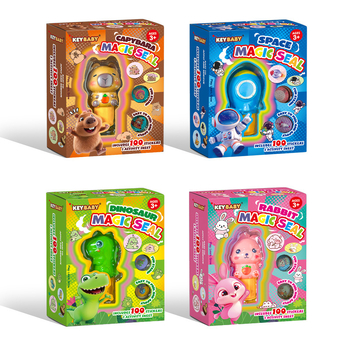 Keybaby Ștampilă spațială magică, pix și autocolante pentru copii — jucărie educativă cu capibara, lucrată manual, set de 100 de bucăți