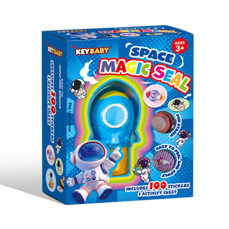 Keybaby Ștampilă spațială magică, pix și autocolante pentru copii — jucărie educativă cu capibara, lucrată manual, set de 100 de bucăți