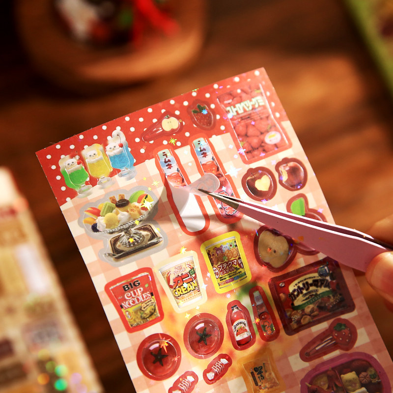 Carte de autocolante din seria Retro Flavor Restaurant, stil japonez, autocolante decupate, ilustrații cu mâncare drăguțe pentru decor DIY jurnal