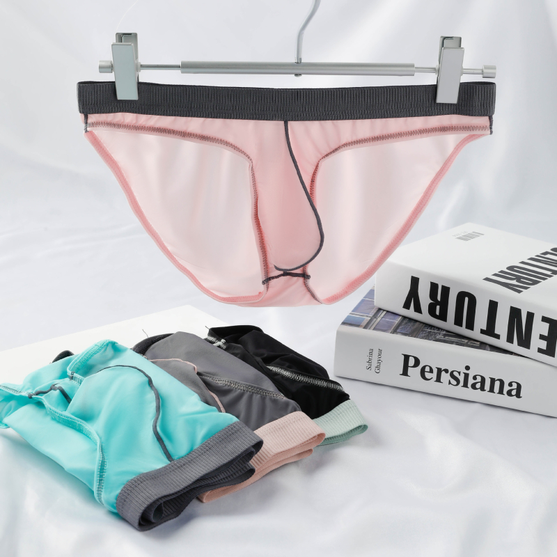 Muški slipovi Ice Silk, lagane i prozračne najlonske gaćice, niski struk, jednobojne, model 2025