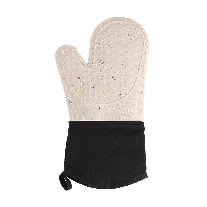 Mănuși de cuptor din bumbac-silicon, în carouri, rezistente la căldură pentru cuptor cu microunde, lungime 29–34 cm