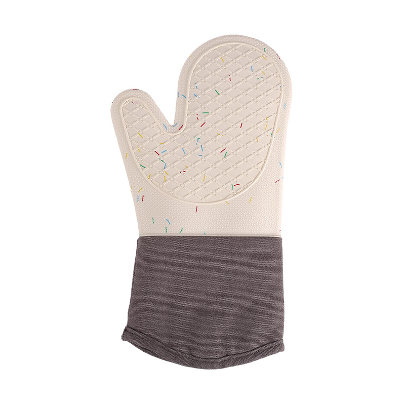 Mănuși de cuptor din bumbac-silicon, în carouri, rezistente la căldură pentru cuptor cu microunde, lungime 29–34 cm