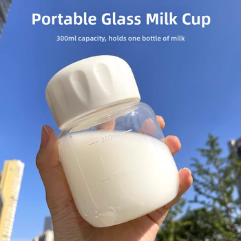Fat Cup – Mini pahar din sticlă pentru lapte de soia, cu scară de măsurare, pentru lapte, cafea și shake-uri