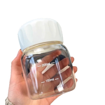 Fat Cup – Mini pahar din sticlă pentru lapte de soia, cu scară de măsurare, pentru lapte, cafea și shake-uri