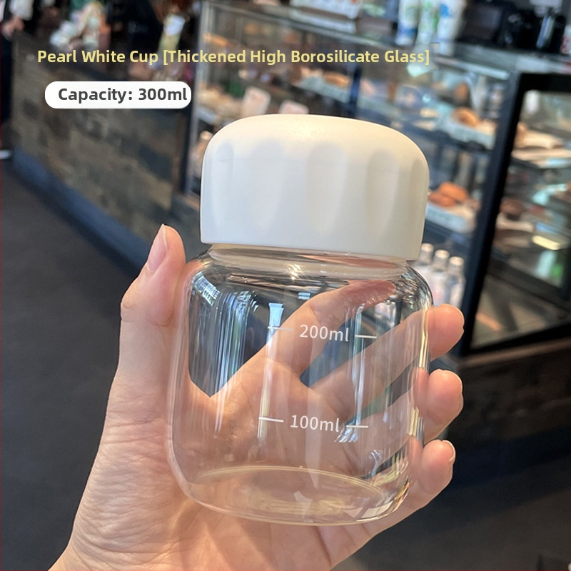 Fat Cup – Mini pahar din sticlă pentru lapte de soia, cu scară de măsurare, pentru lapte, cafea și shake-uri