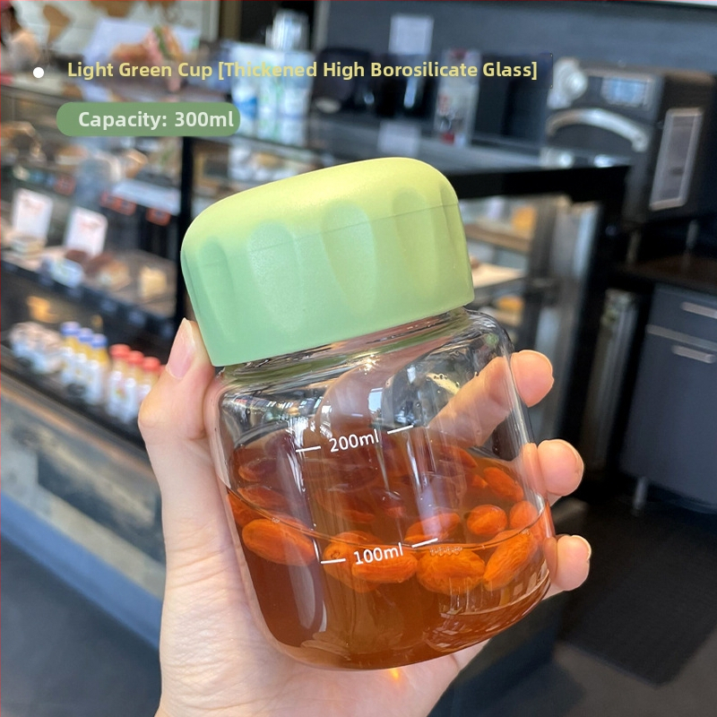 Fat Cup – Mini pahar din sticlă pentru lapte de soia, cu scară de măsurare, pentru lapte, cafea și shake-uri