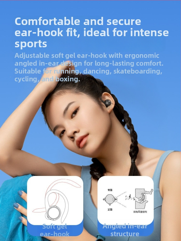 Bluetooth slúchadlá s háčikom na ucho, skutočne bezdrôtové, športový model 2024, dlhá výdrž batérie, vhodné na beh, Android kompatibilný
