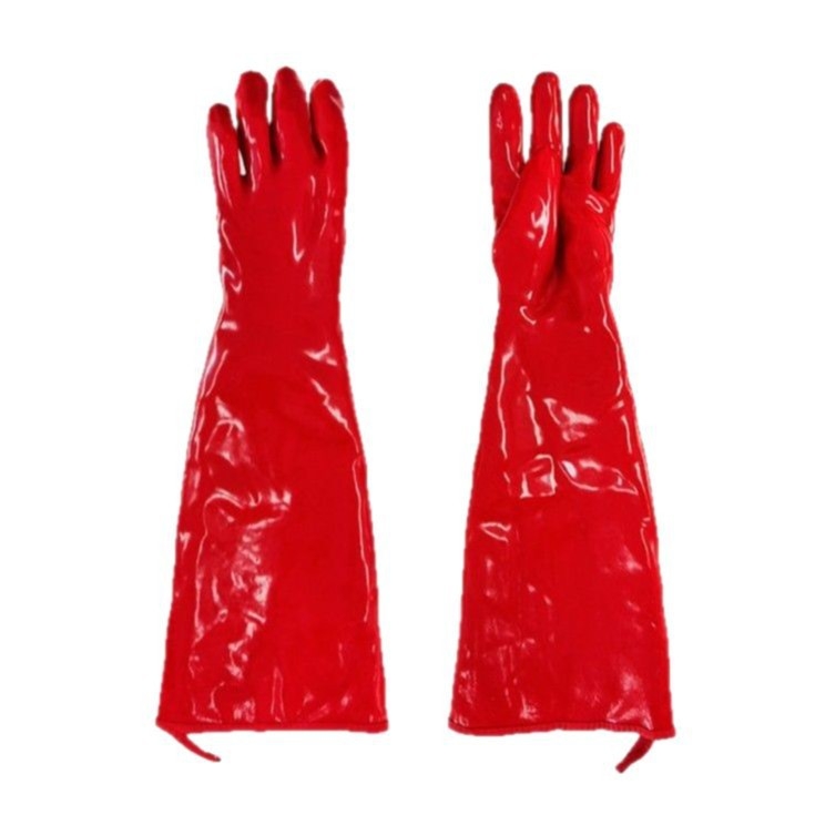 Mănuși impermeabile, rezistente la temperaturi înalte, din PVC cauciuc, lungime 60 cm, izolație termică, protecție la arsură, aburi, rezistente la acizi, baze și ulei