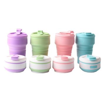 Ceașcă pliabilă din silicon pentru exterior, 350 ml, pentru băuturi calde și reci, în stil Macaron