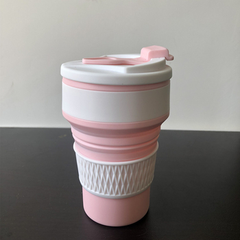 Ceașcă pliabilă din silicon pentru exterior, 350 ml, pentru băuturi calde și reci, în stil Macaron
