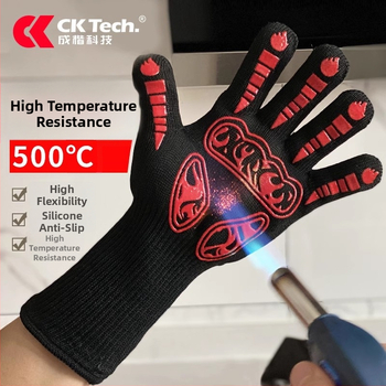 Chengkai Technology Deyan silikónové tepelne odolné rukavice, do 500°C, na rúry a gril, protišmykové, ohňovzdorné, izolované