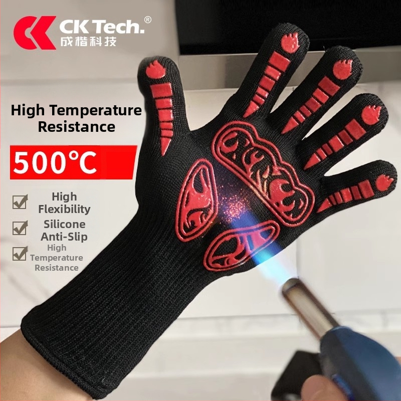 Chengkai Technology Deyan silikónové tepelne odolné rukavice, do 500°C, na rúry a gril, protišmykové, ohňovzdorné, izolované