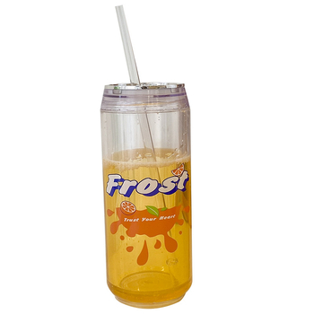 Pahar din plastic cu pereți dubli, pentru bere, cu pai, izolare la rece, recipient creativ pentru băuturi