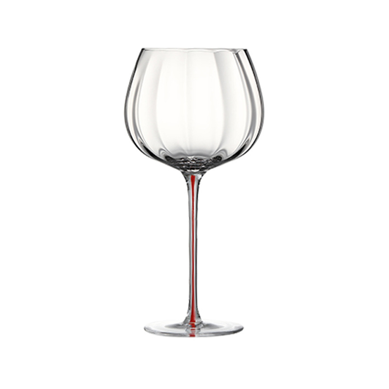 Pahar de vin colorat, cu tija dungată, din sticlă fără plumb, stil burgund, pentru uz casnic, set rafinat pentru vin