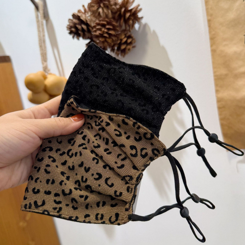 Ženska zimska maska s leopard uzorkom, topla, prozračna, otporna na vjetar i prašinu, za vožnju biciklom