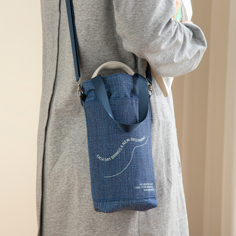 Geantă de stocare pentru sticlă de apă, curea crossbody, husă portabilă pentru termos, capacitate mare