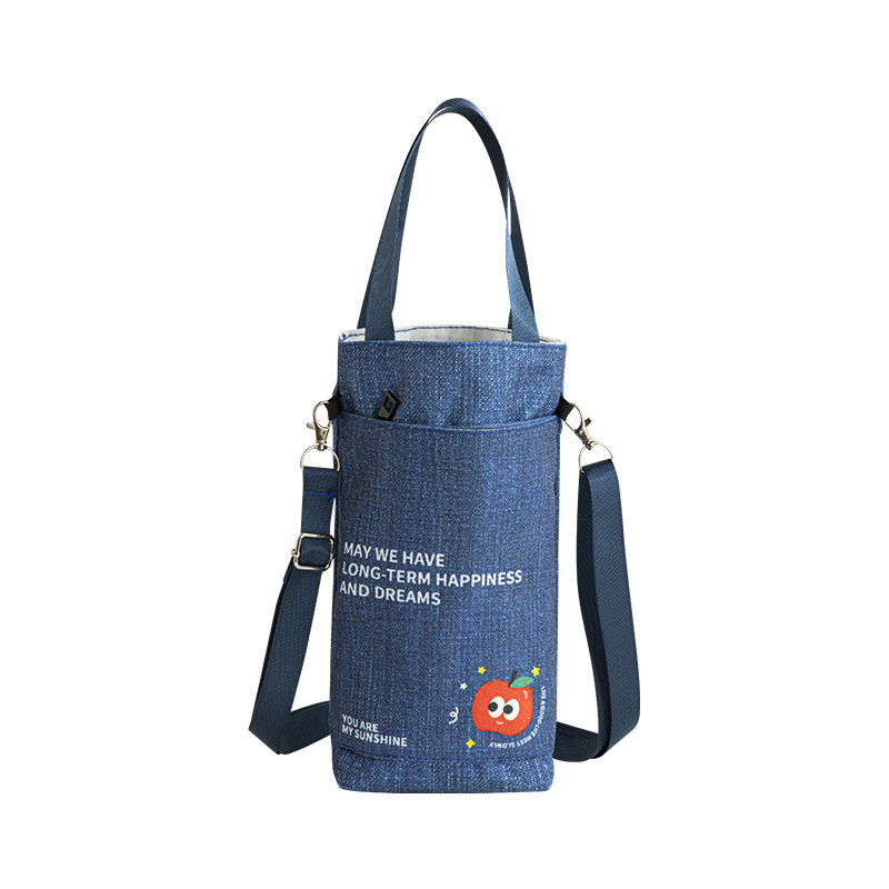 Geantă de termos Oxford, cu mai multe buzunare, curea crossbody, protecție pentru sticlă și organizator de călătorie portabil