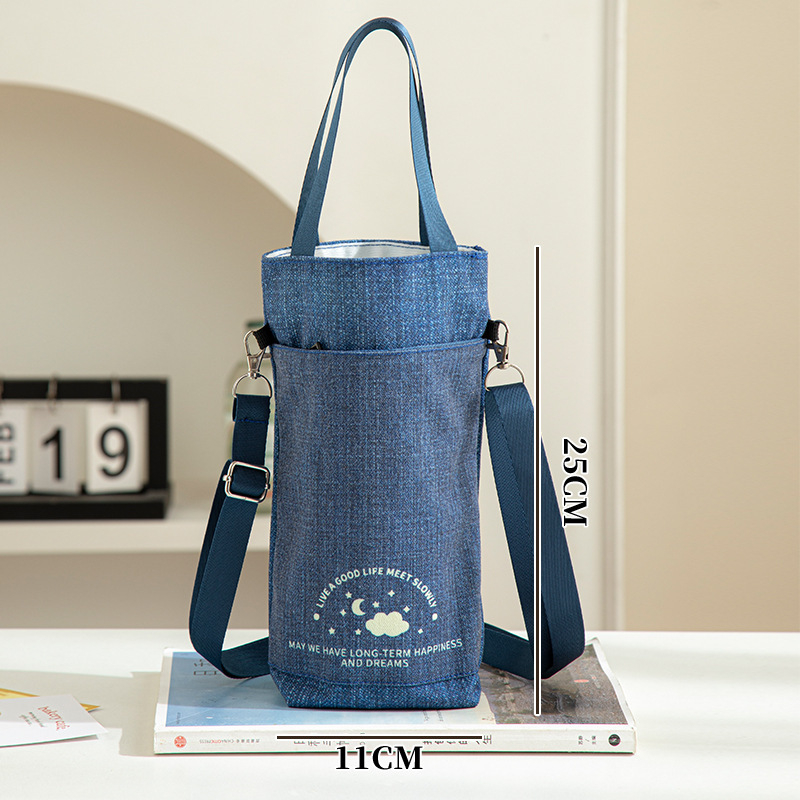 Geantă de termos Oxford, cu mai multe buzunare, curea crossbody, protecție pentru sticlă și organizator de călătorie portabil