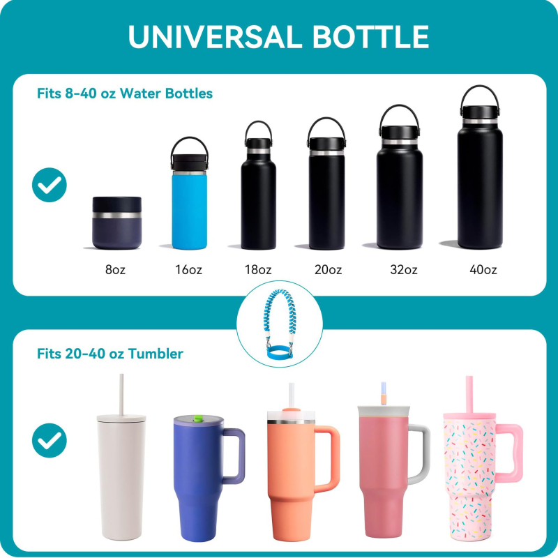 Șnur de ridicare țesut manual pentru pahar de apă 8–40 oz, inel din silicon alimentar, curea portabilă pentru pahar sport