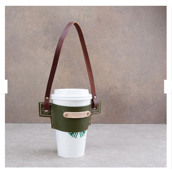 Geantă din piele pentru băuturi, protecție pentru pahar de ceai cu lapte, husă portabilă pentru ceașcă de cafea, personalizare disponibilă