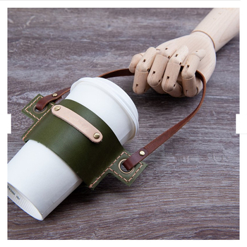 Geantă din piele pentru băuturi, protecție pentru pahar de ceai cu lapte, husă portabilă pentru ceașcă de cafea, personalizare disponibilă