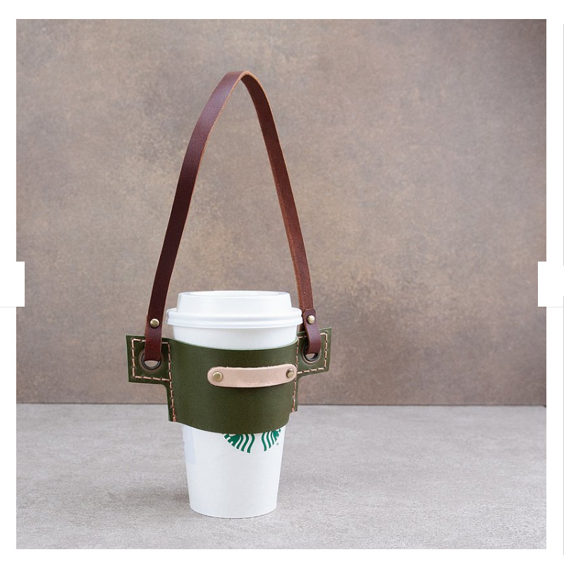 Geantă din piele pentru băuturi, protecție pentru pahar de ceai cu lapte, husă portabilă pentru ceașcă de cafea, personalizare disponibilă