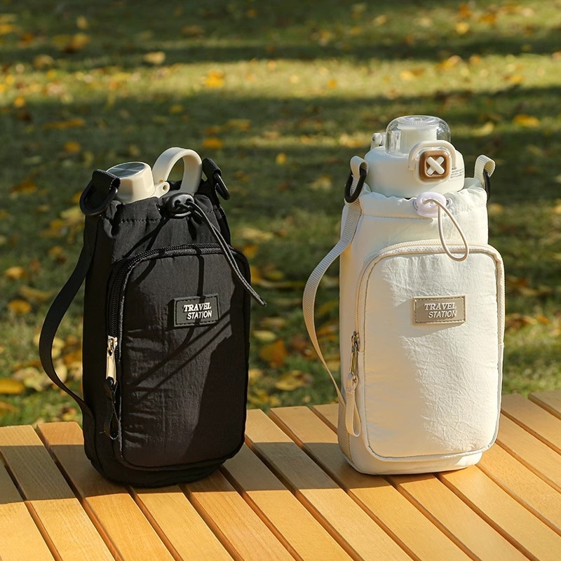 Husă izotermă pentru sticlă de apă, cu curea crossbody și buzunar pentru telefon, pentru utilizare în aer liber