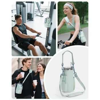 Geantă magnetică izolată pentru sticlă de apă, husă din material diving, geantă de exterior cu curea crossbody pentru sport