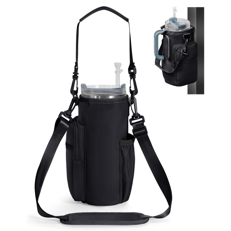 Geantă magnetică izolată pentru sticlă de apă, husă din material diving, geantă de exterior cu curea crossbody pentru sport