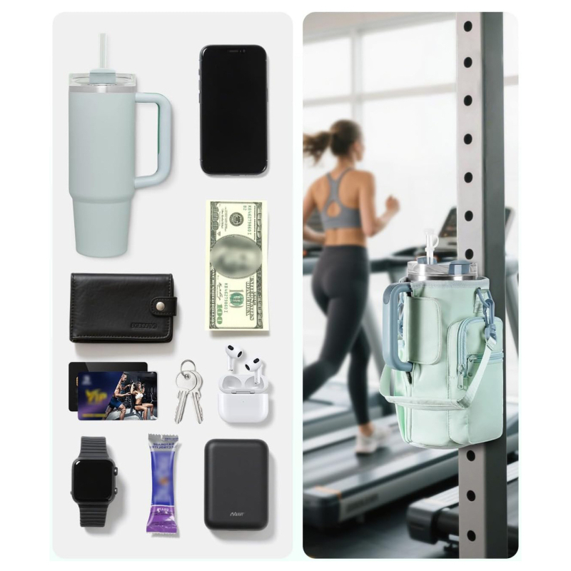 Geantă magnetică izolată pentru sticlă de apă, husă din material diving, geantă de exterior cu curea crossbody pentru sport