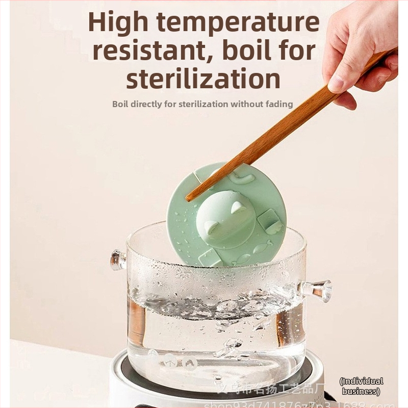 Capac de ceașcă cu pisicuță, silicon alimentar, rezistent la temperaturi înalte, protecție împotriva prafului, suport pentru telefon, universal pentru căni din sticlă, design desen animat